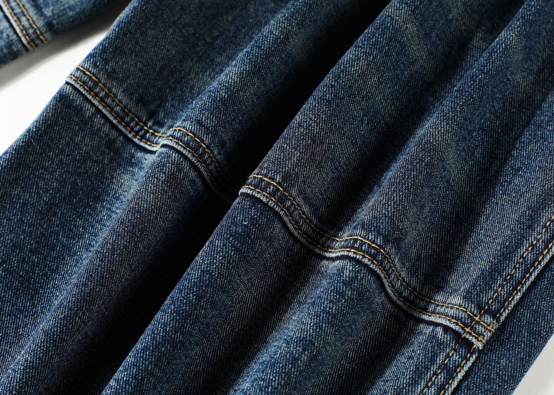 Washed Pleats Patchwork Wide Leg Denim Jeans