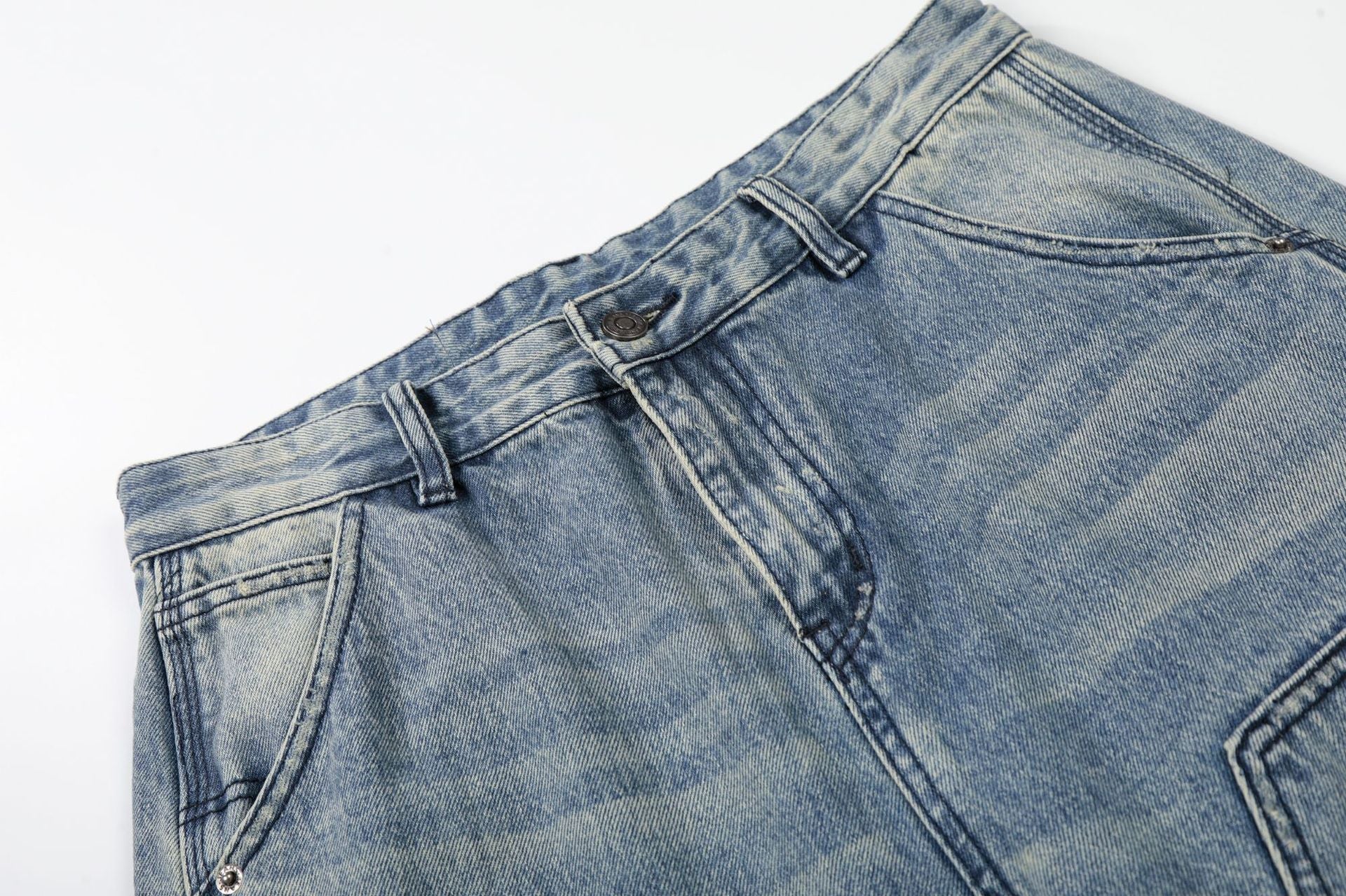 Washed Deconstruction Damage Wide Leg Denim Jeans