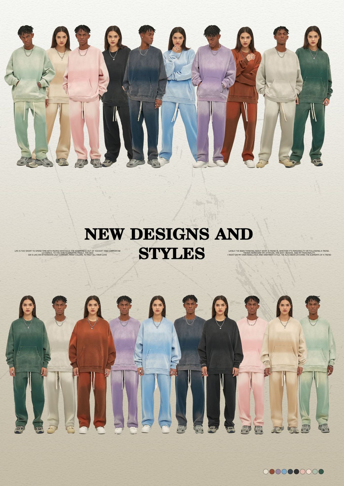 Fleece Lining Spray-dye Damage Oversize Sweatshirt