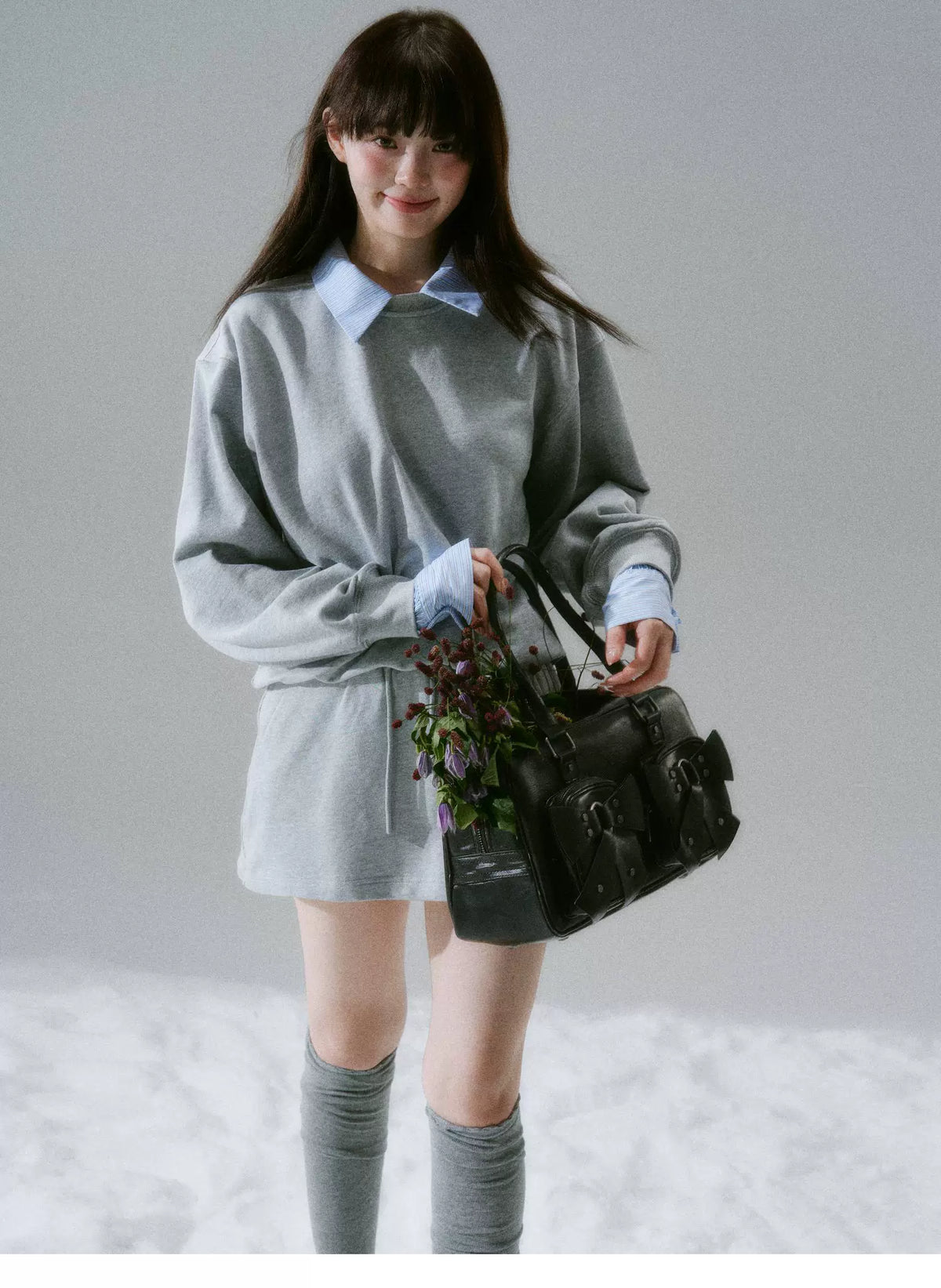 Skin-Friendly Sweatshirt & Short Skirt Setup