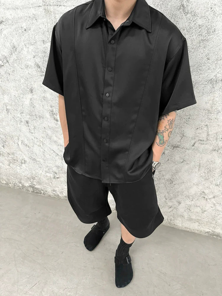 Split Seam Three-Dimensional Cut Short Sleeve Shirt
