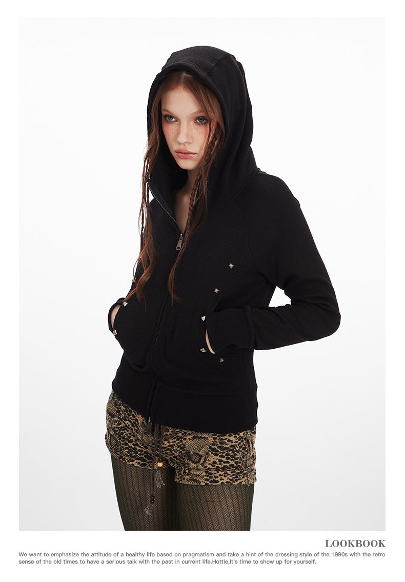 Veste à capuche avec double fermeture éclair et étoile