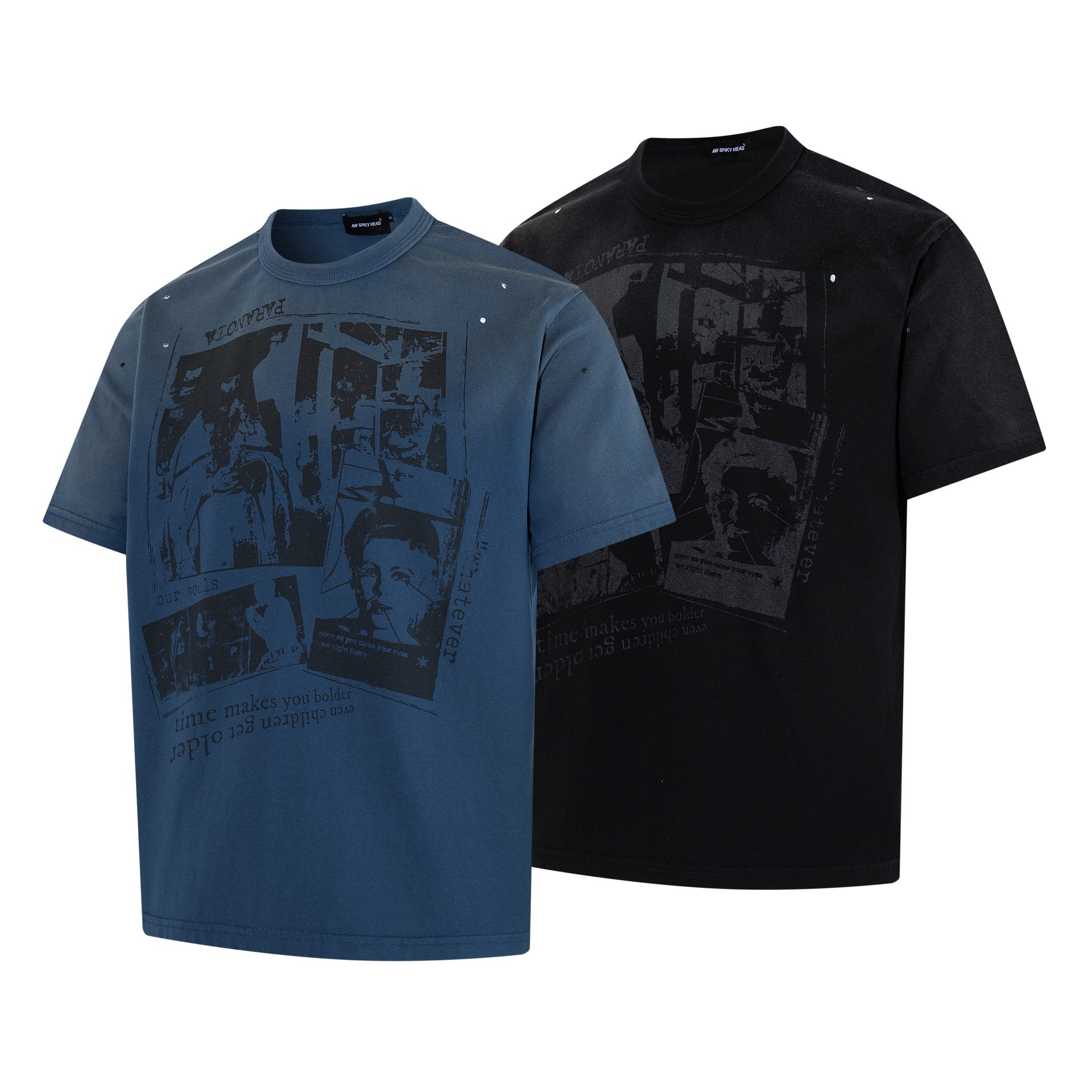 Portrait Print Damage Short Sleeve T-Shirt