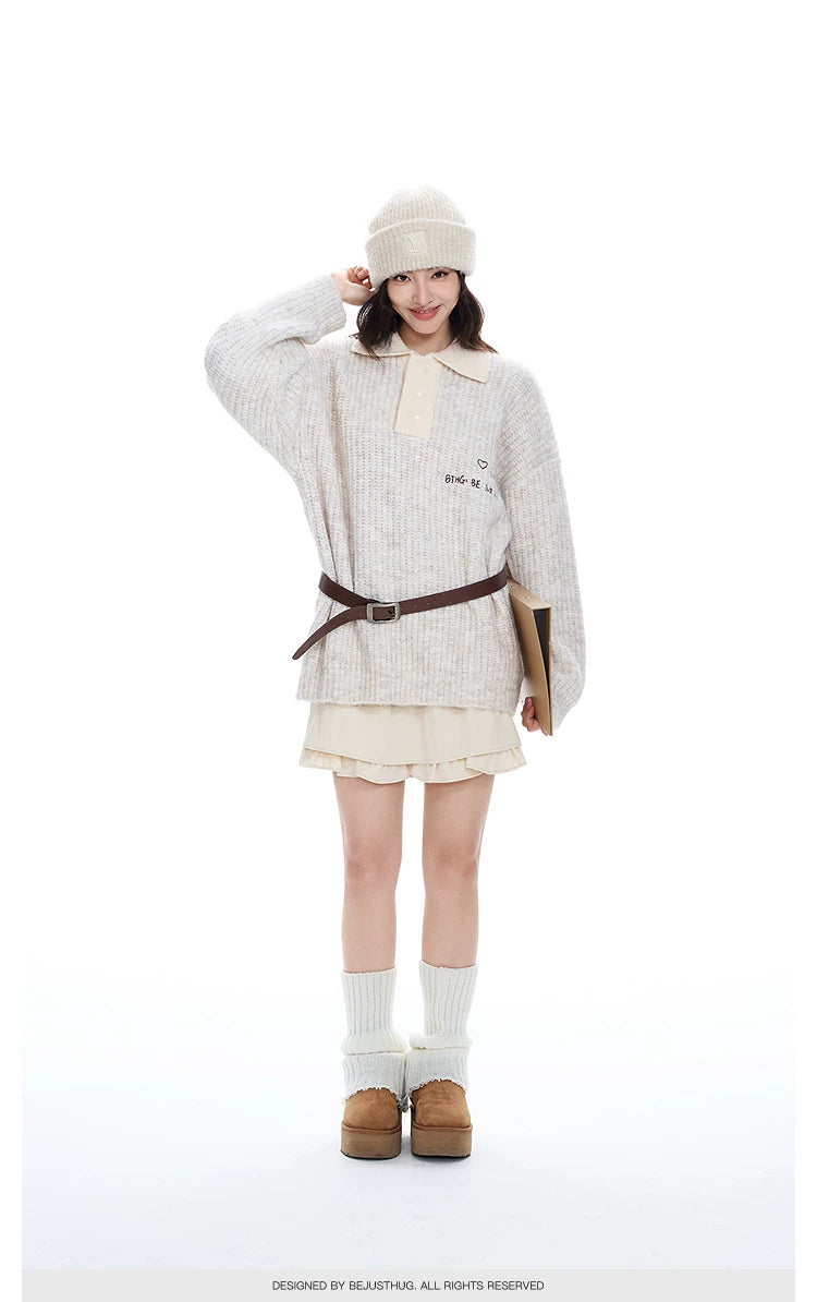 Pullover Polo Knit Sweater