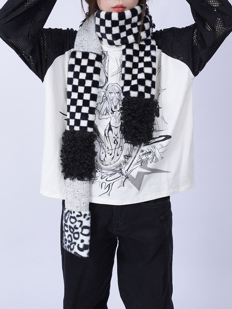 Patchwork Fake Fur Scarf