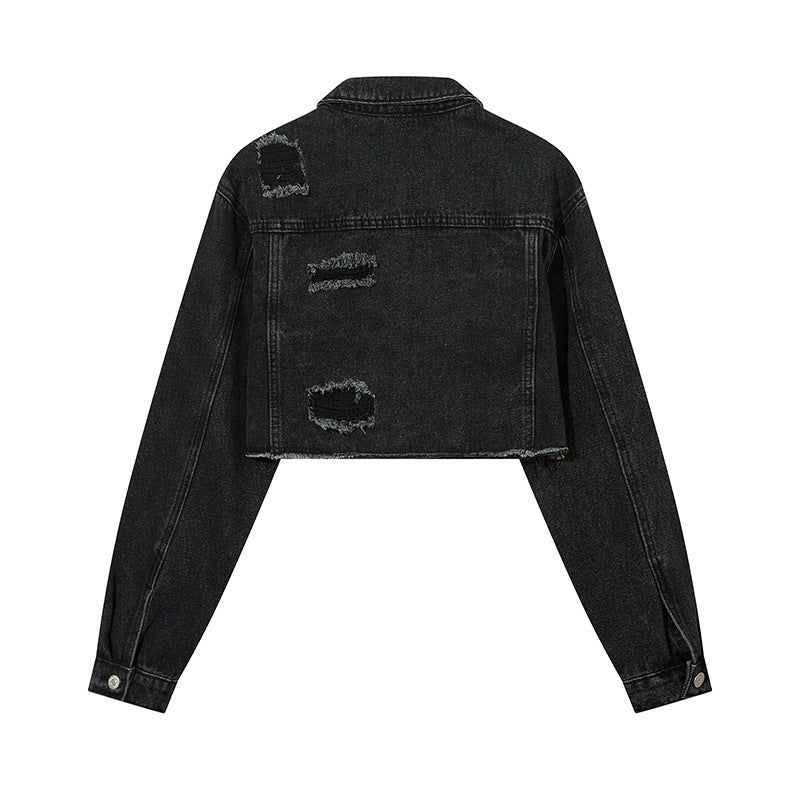 Chaqueta vaquera corta desgastada
