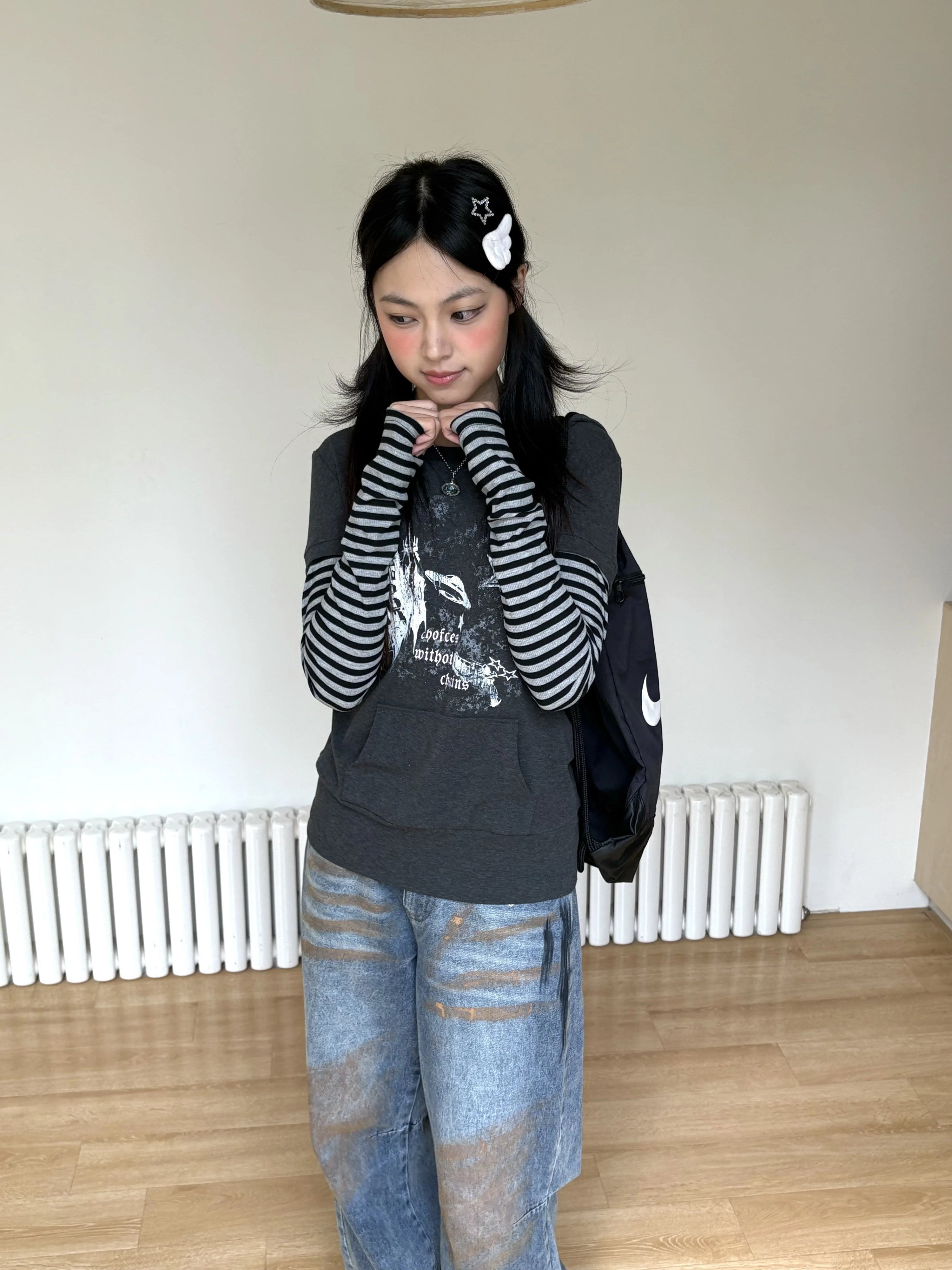 Stripe Patchwork Pullover Hoodie