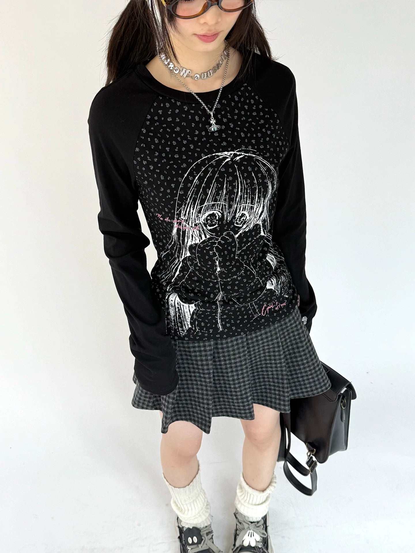 Graphic Speckled Print Long Sleeve T-Shirt
