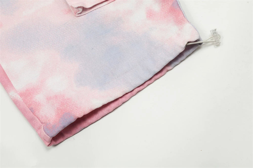 Pantalon cargo tie-dye à cordon de serrage