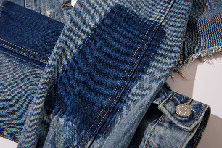 Ripped Cropped Denim Jacket