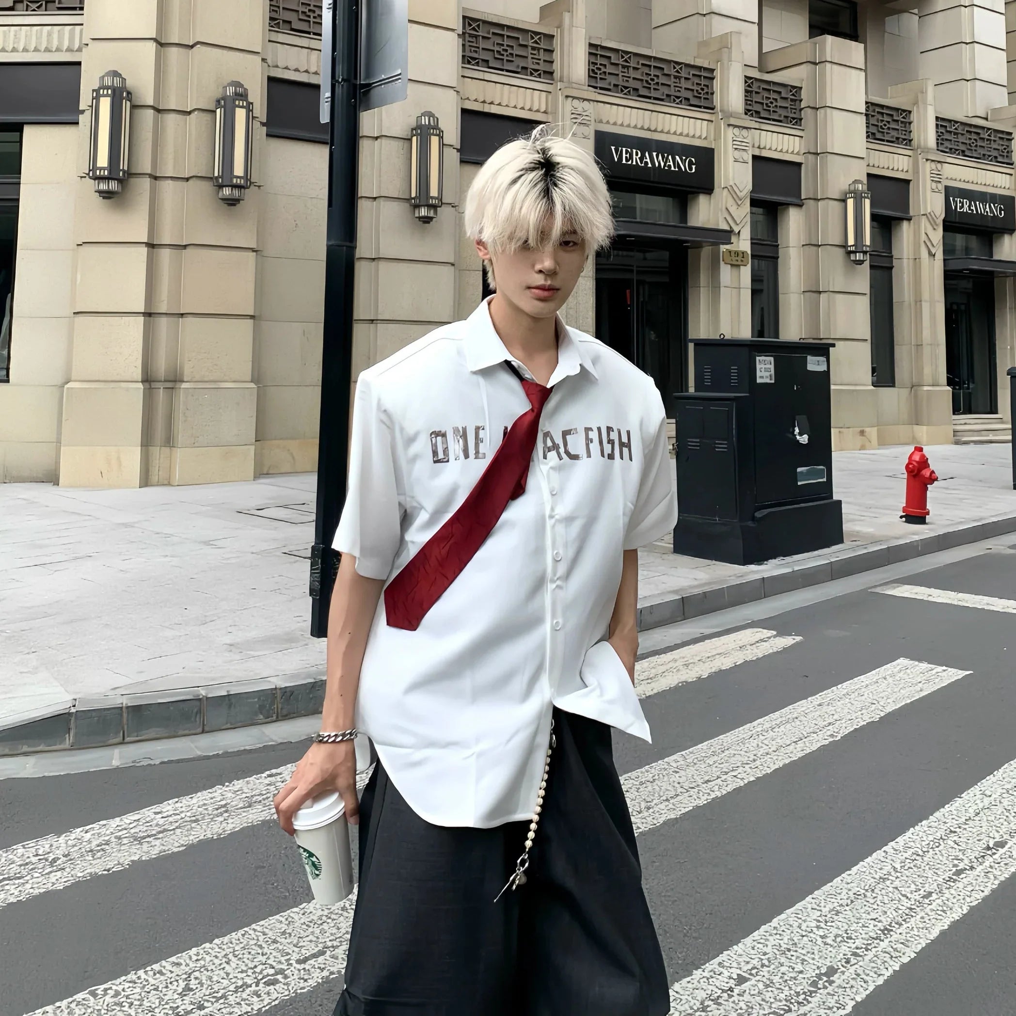 Letter Print Design Short Sleeve Shirt