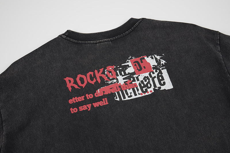 Washed Rock Band Print Short Sleeve T-Shirt