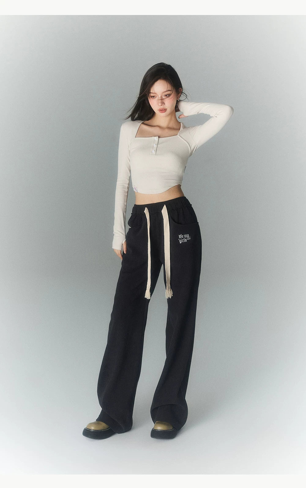 High Waist Sporty Straight Sweatpants