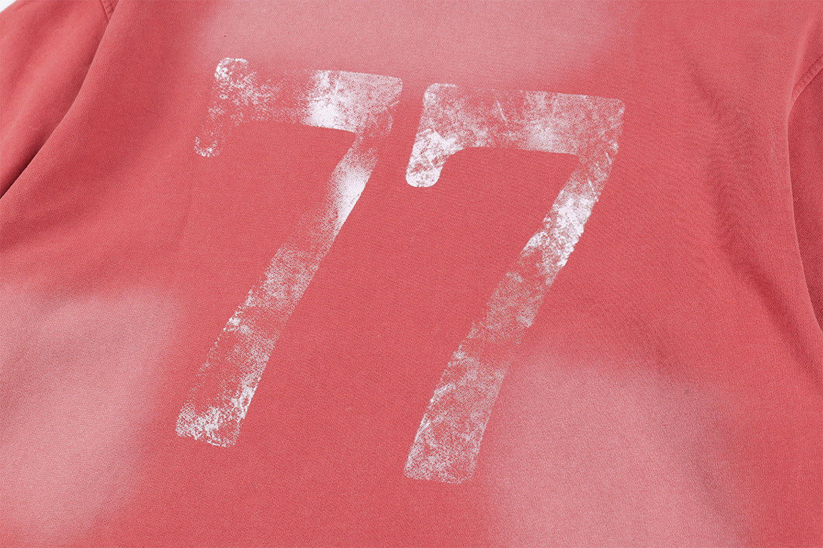 Washed Letter Rhinestone Design Damage Hoodie
