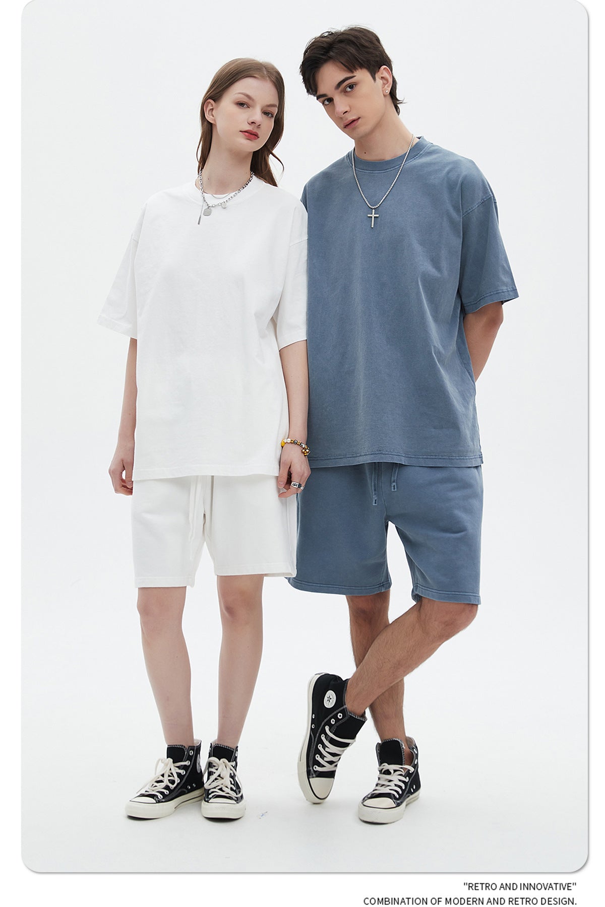 Oversize Washed Short-sleeve-T-shirt & Washed Short Sweatpants Setup
