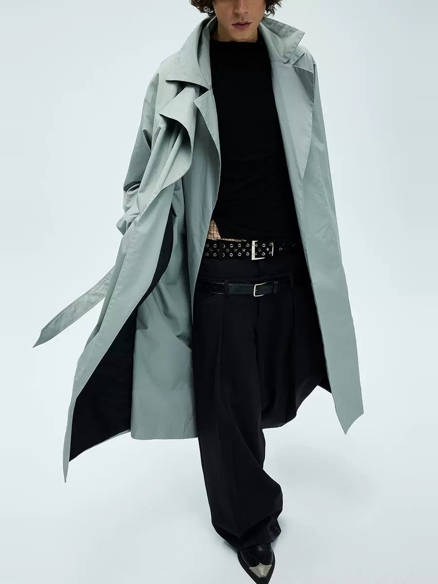Double Neckline A-line Long Coat