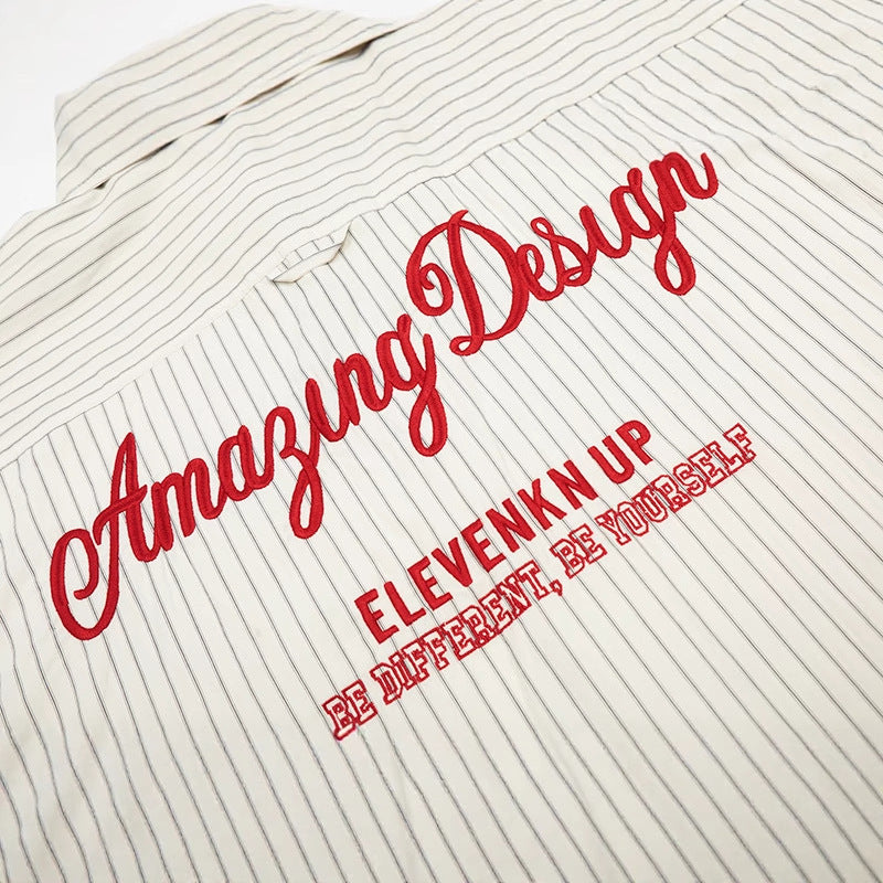 Embroidery Striped Turn-Do