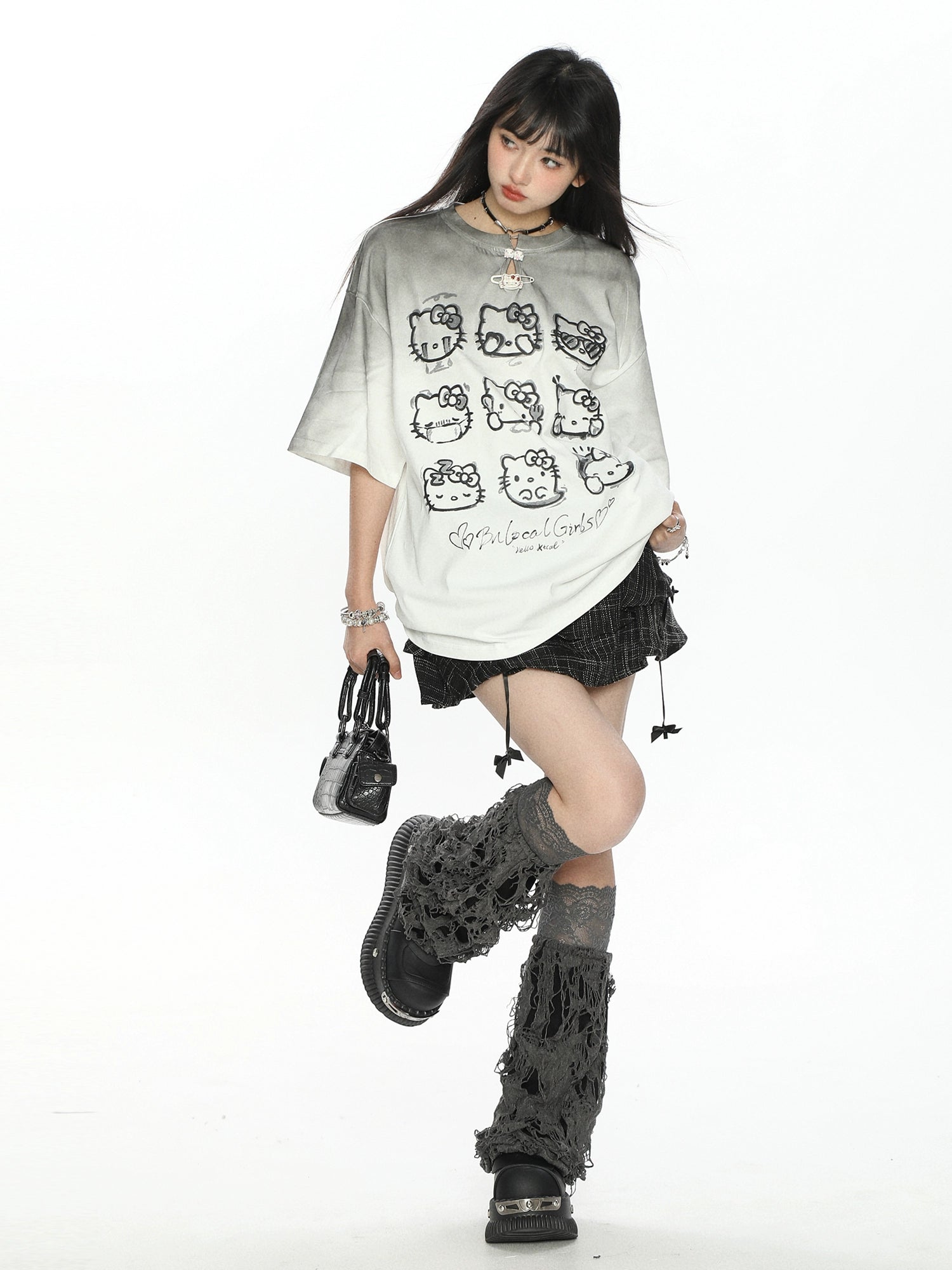 Gradient Hello Kitty Kurzarm-T-Shirt