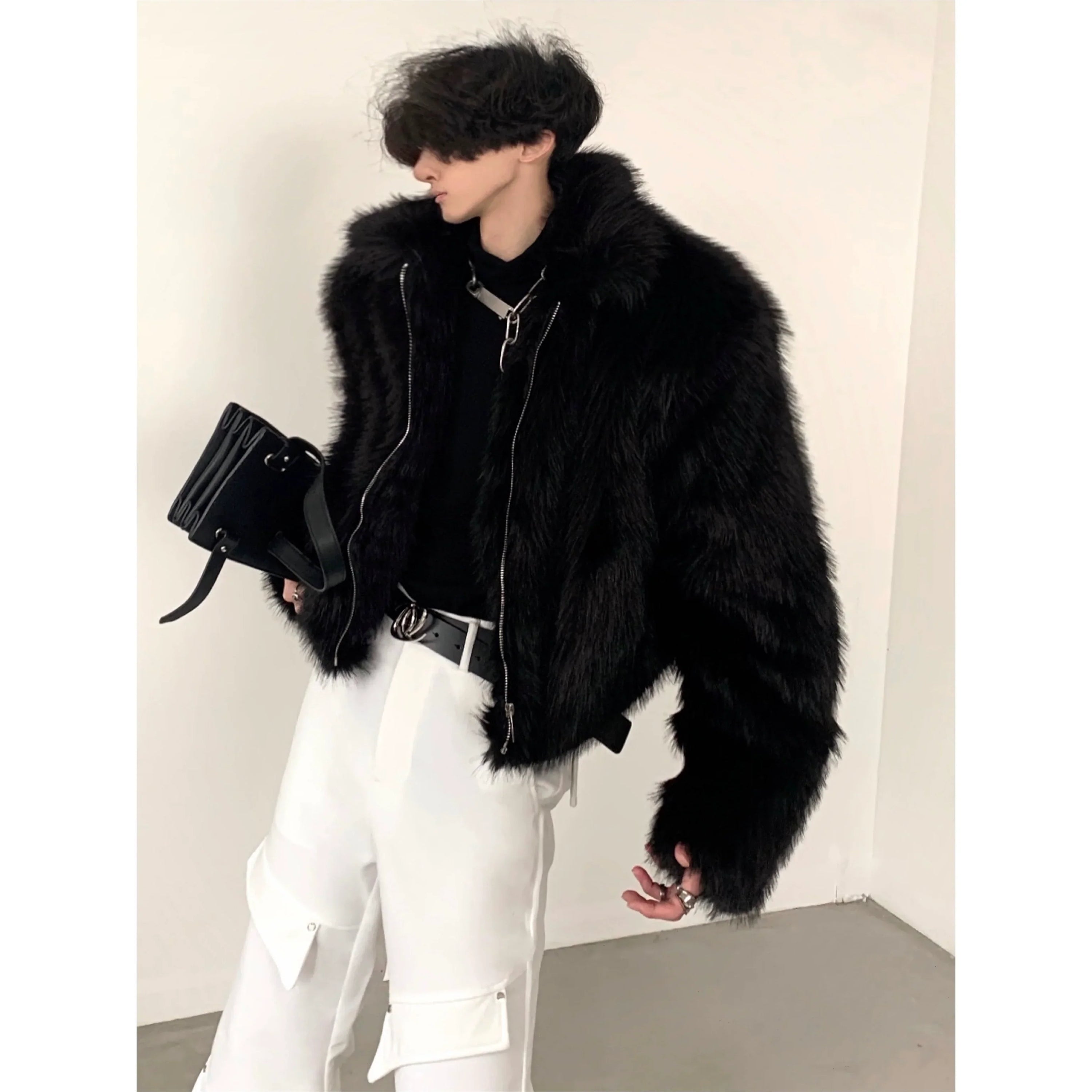 Fake Fur Thick Short Zipper Jacket