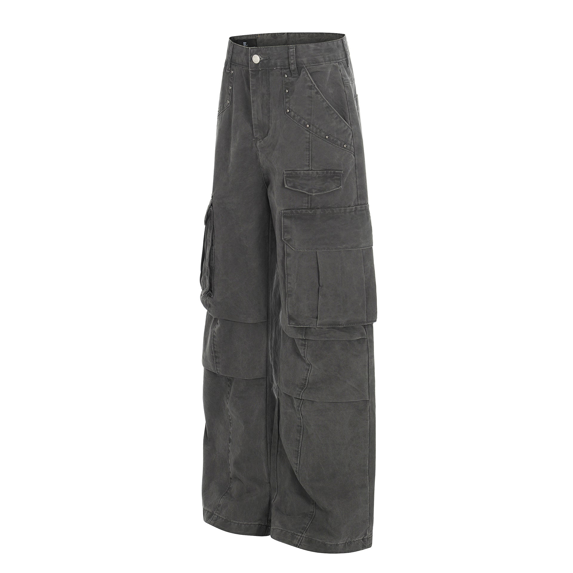 Multi Pocket Studs Wide Leg Cargo Pants