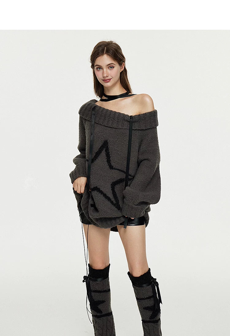 Multi-Way Off-Shoulder Wool Knit Sweater & Leg Cover