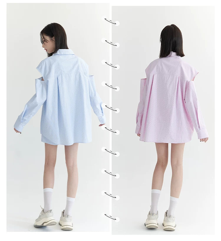 Oversize-Langarmshirt mit Schlitz & Shorts-Set