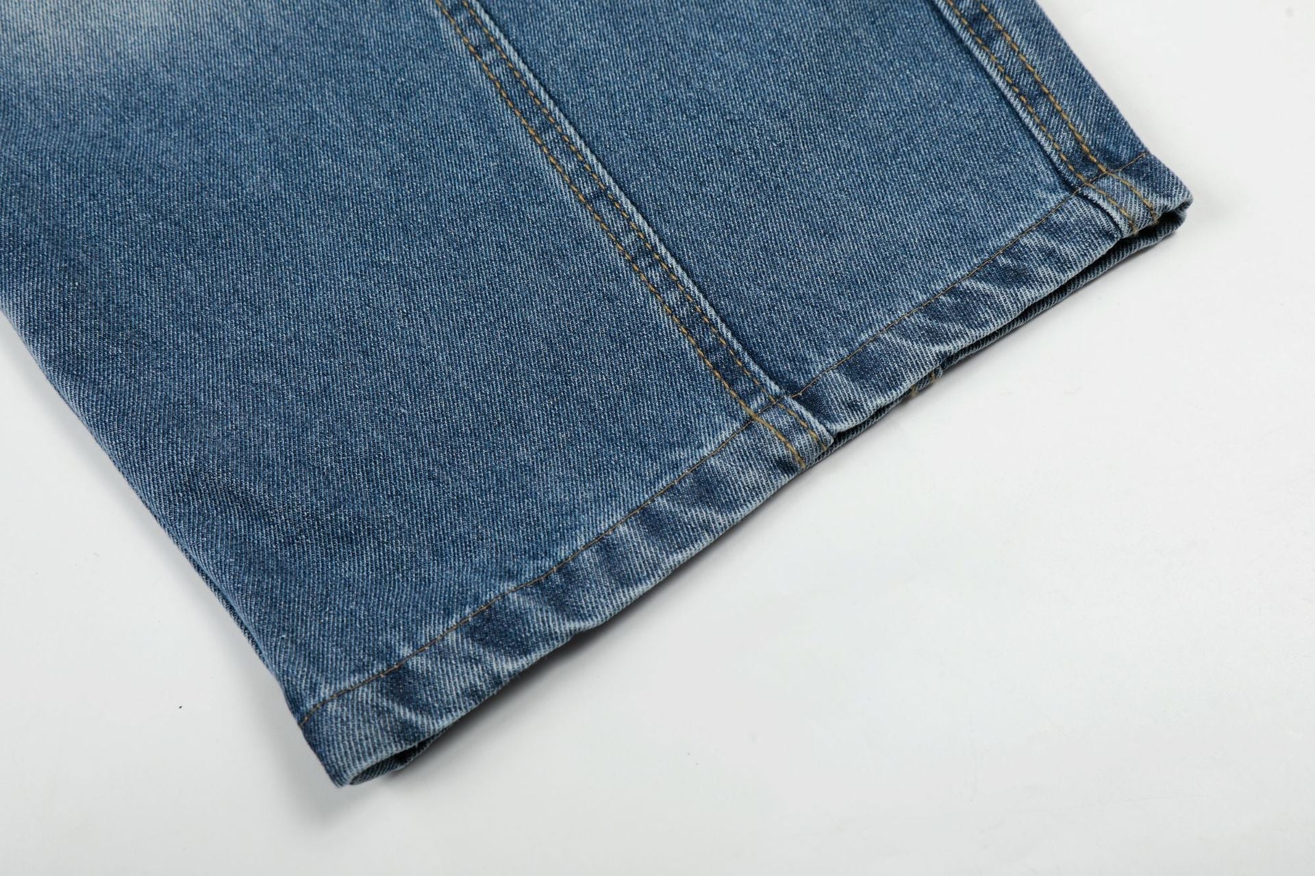 Curved Wide Leg Patchwork Denim Jeans