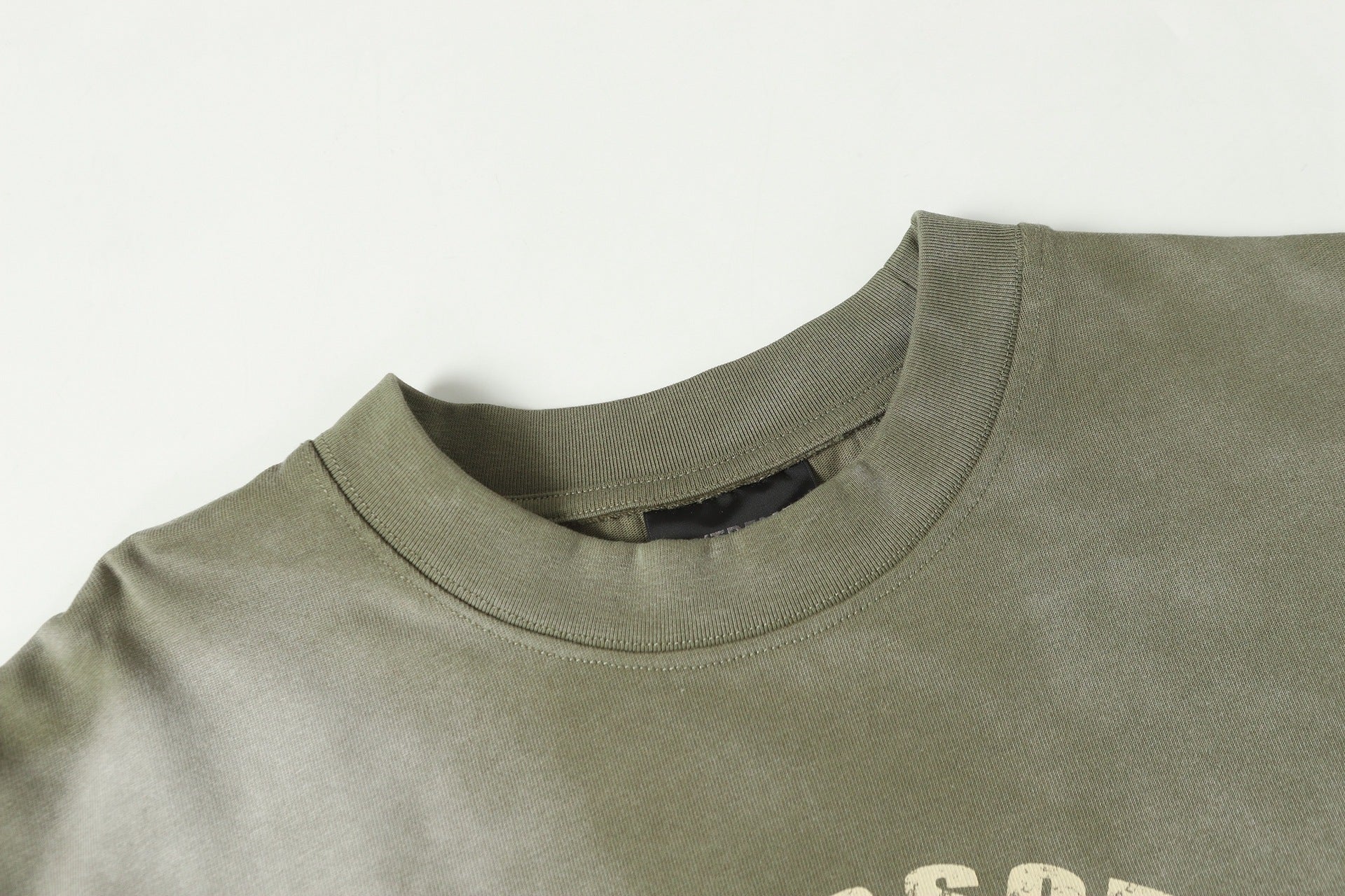 Letter Print Patchwork Wash Damage Short Sleeve T-Shirt