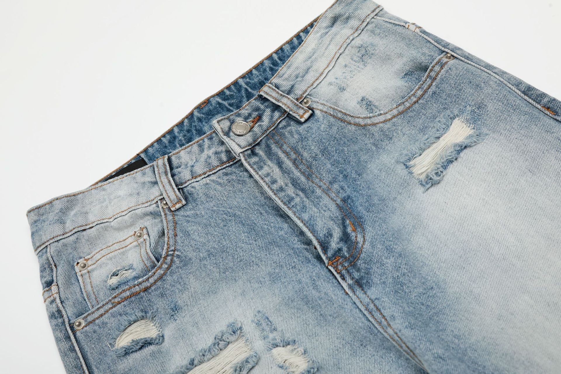 Washed Damage Flare Denim Jeans