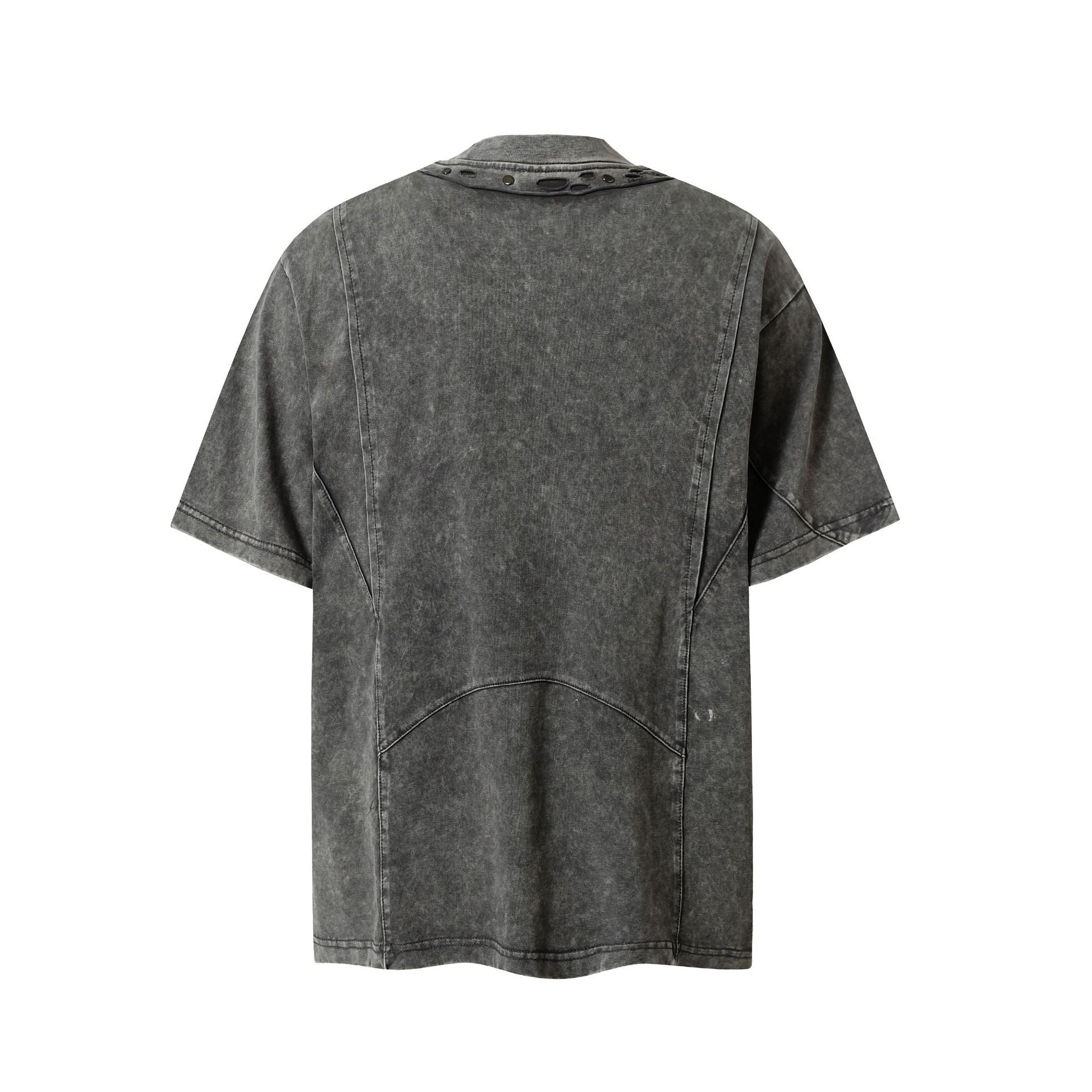 Heavy Washed Fade Stitching Short Sleeve T-Shirt