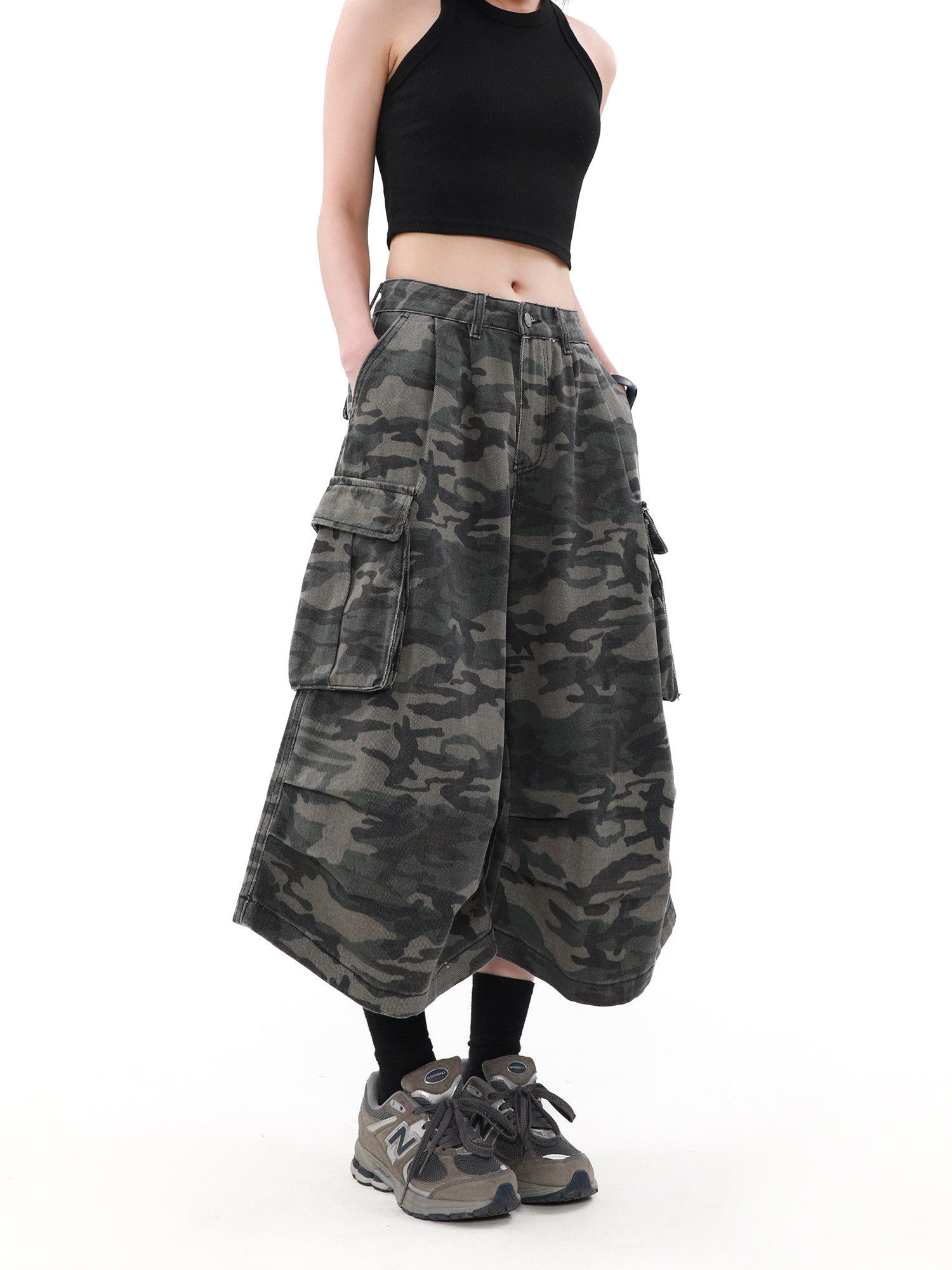 Jorts baggy cargo camouflage