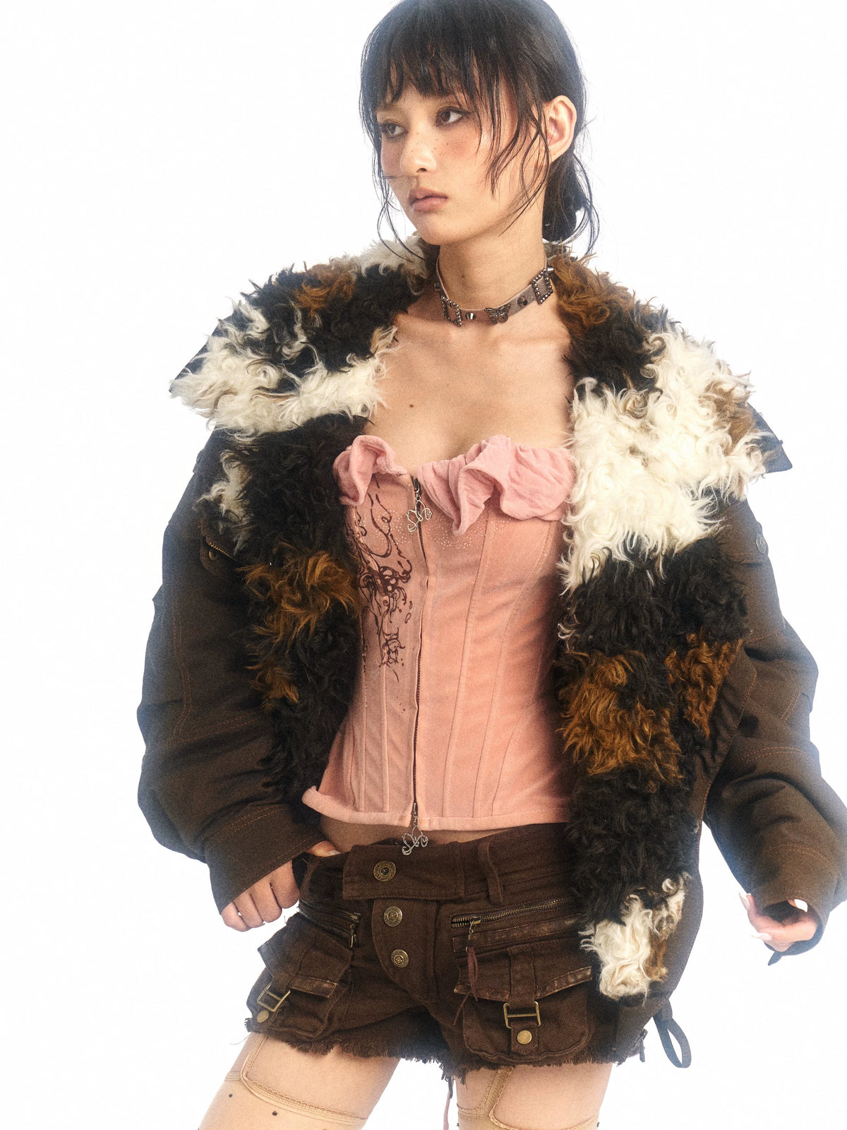 Animal Design Thick Sherpa Oversize Jacket