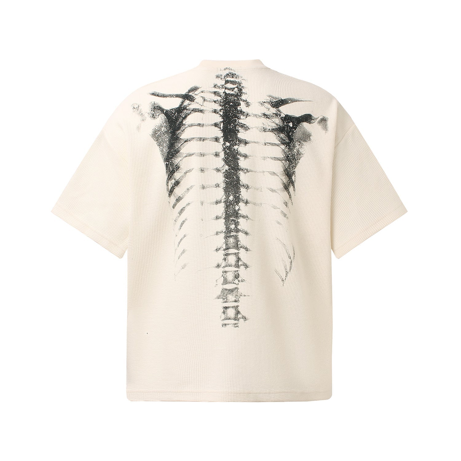 Skeleton Print Waffle Short Sleeve T-Shirt