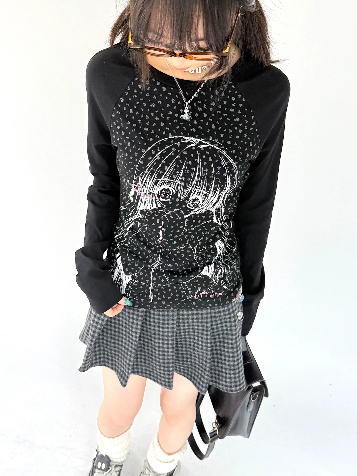Graphic Speckled Print Long Sleeve T-Shirt