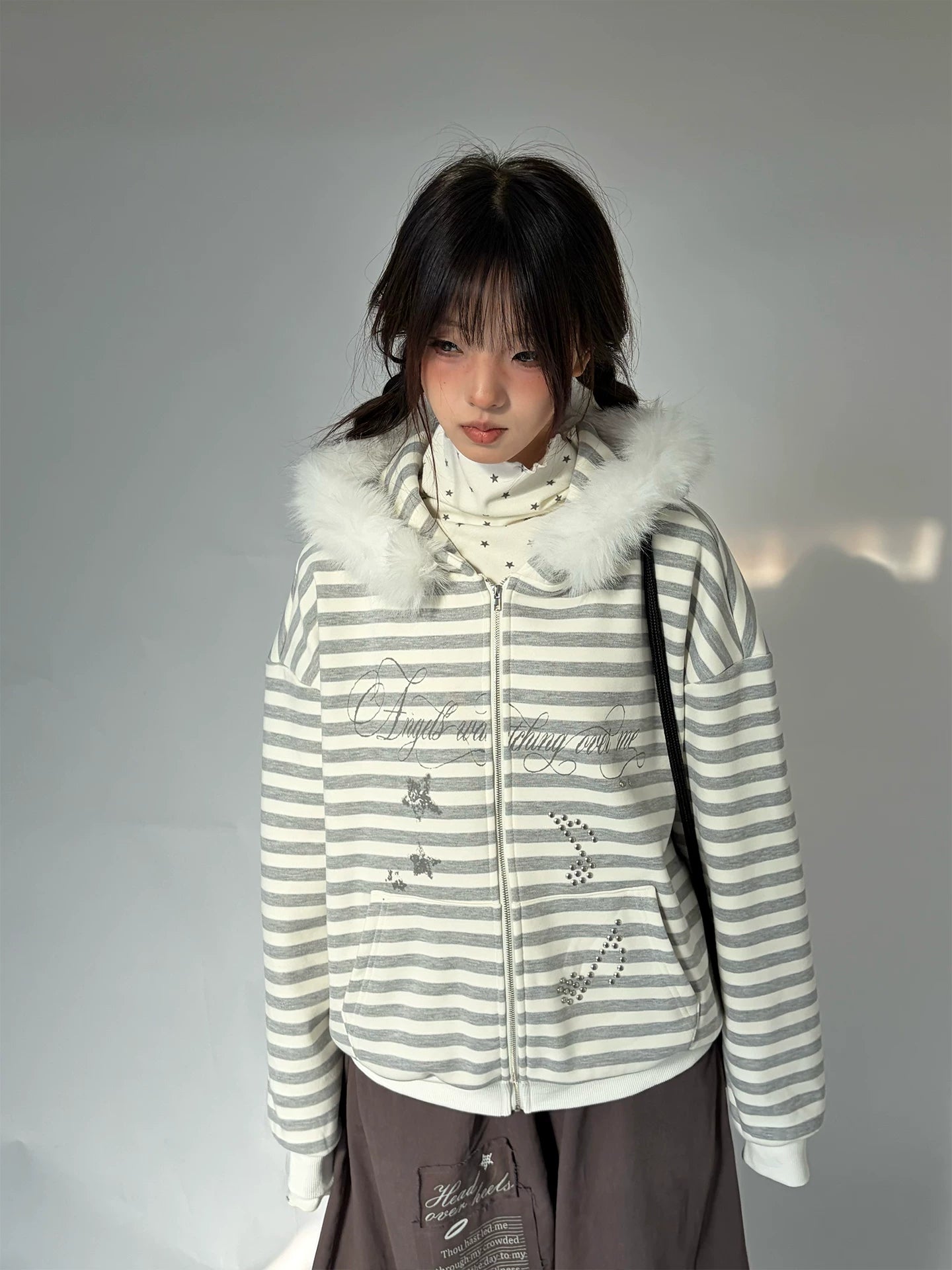 Detachable Fur Collar Fleece Lining Hooded Jacket