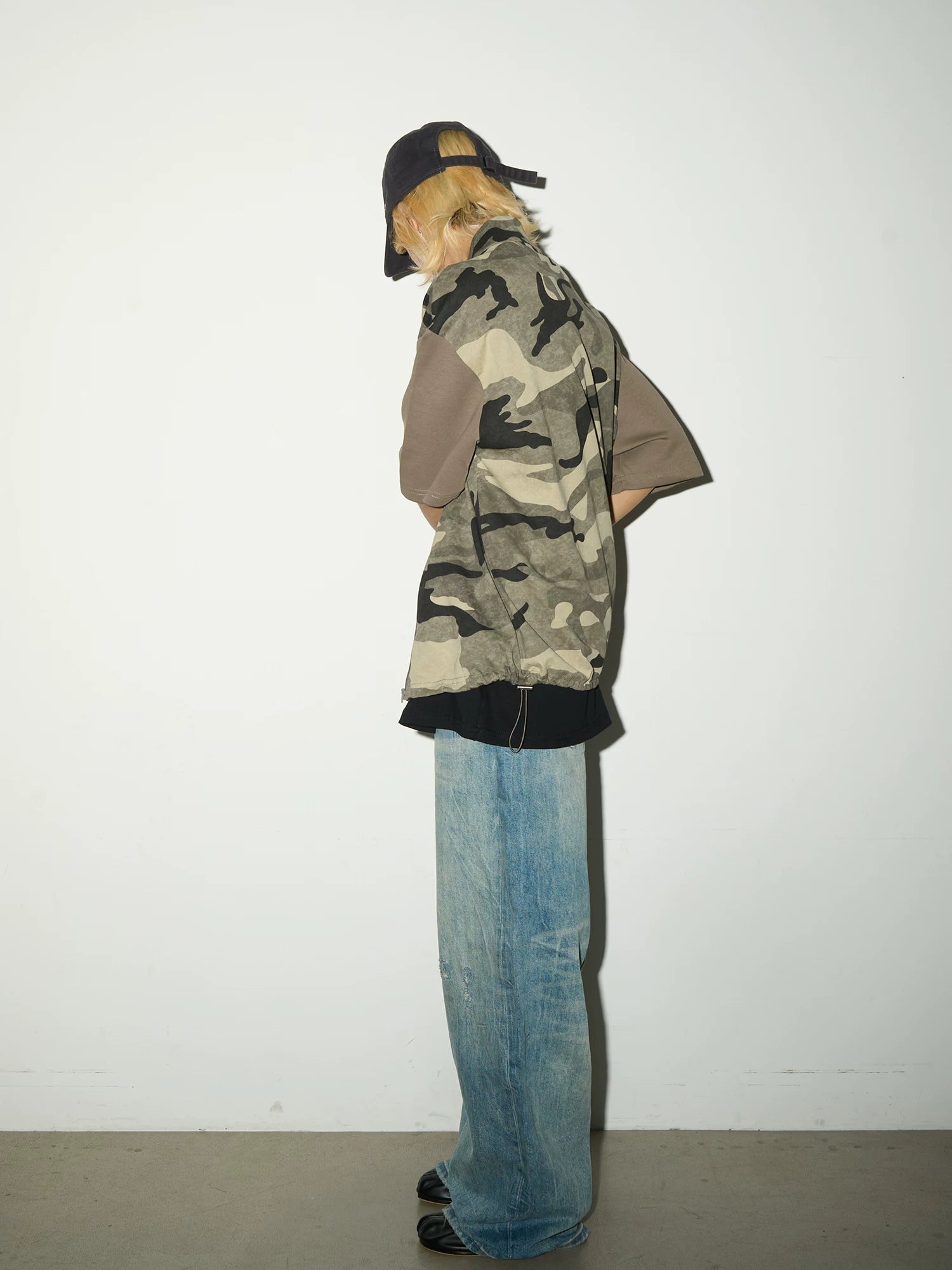 Wash Damage Straight Denim Jeans