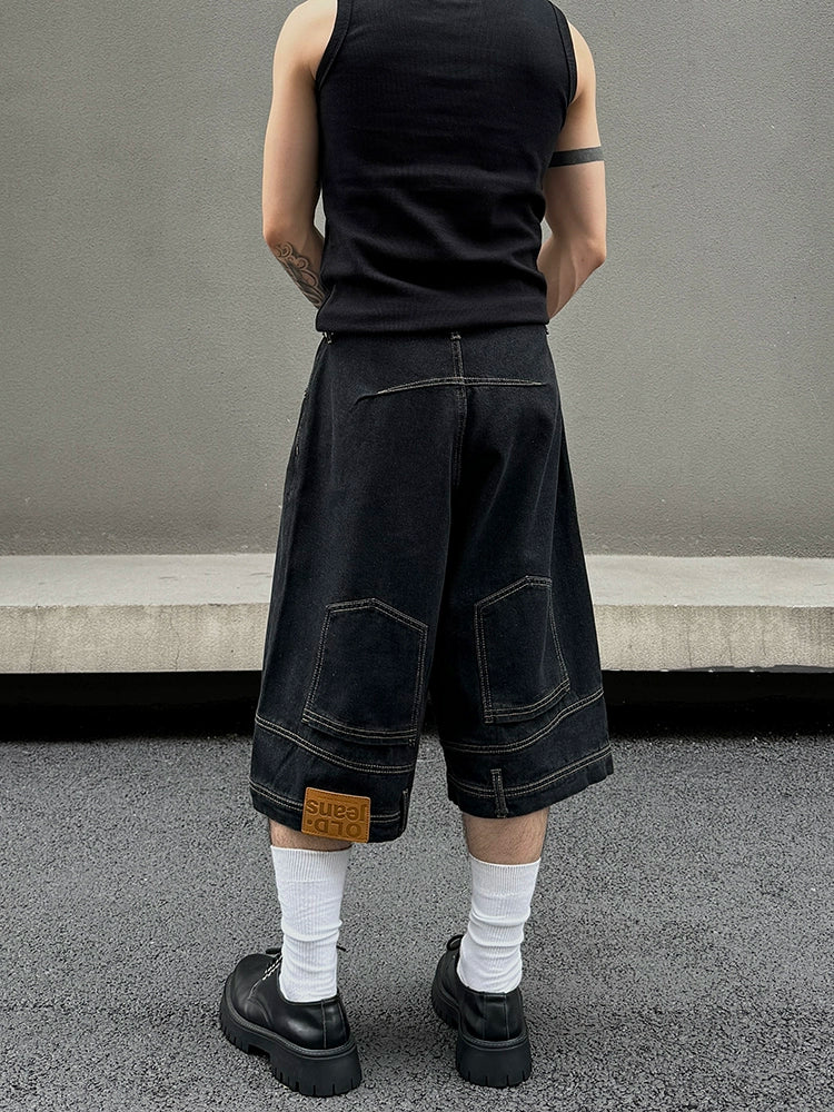 Reversed Design Straight Denim Short & Denim Jeans