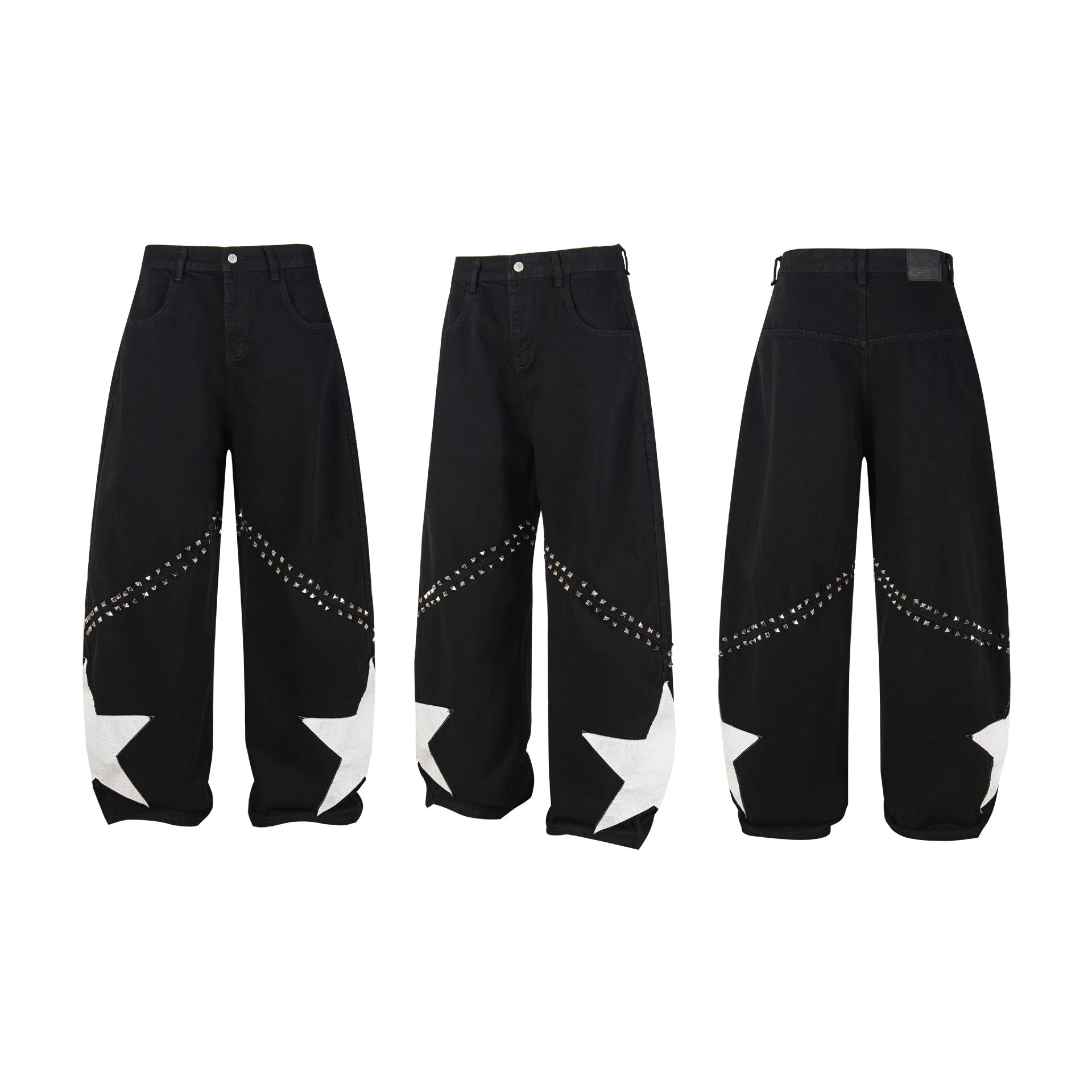 Star Studs Wide Leg Denim Jeans
