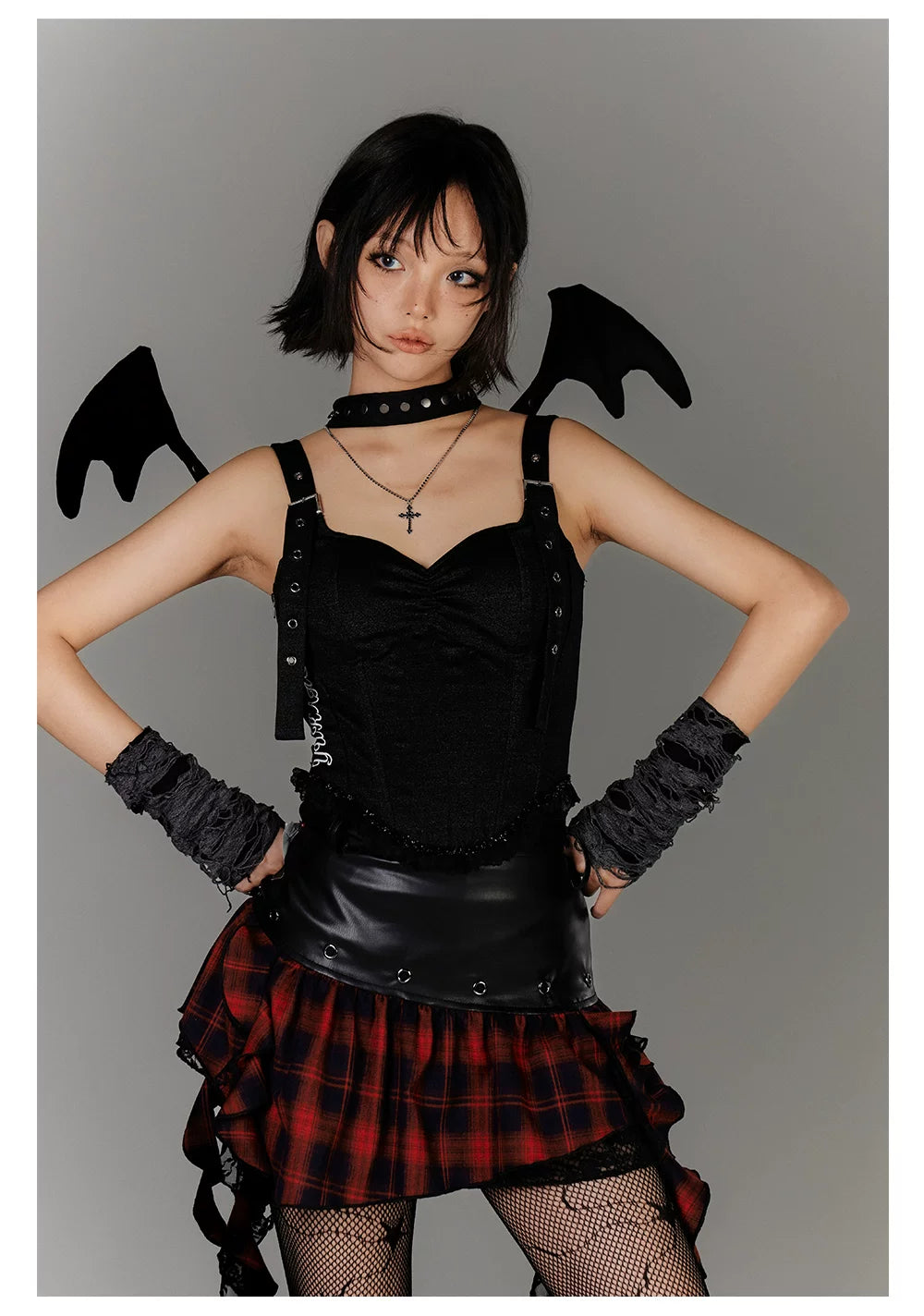 Strap Buckle Lace Corset Top