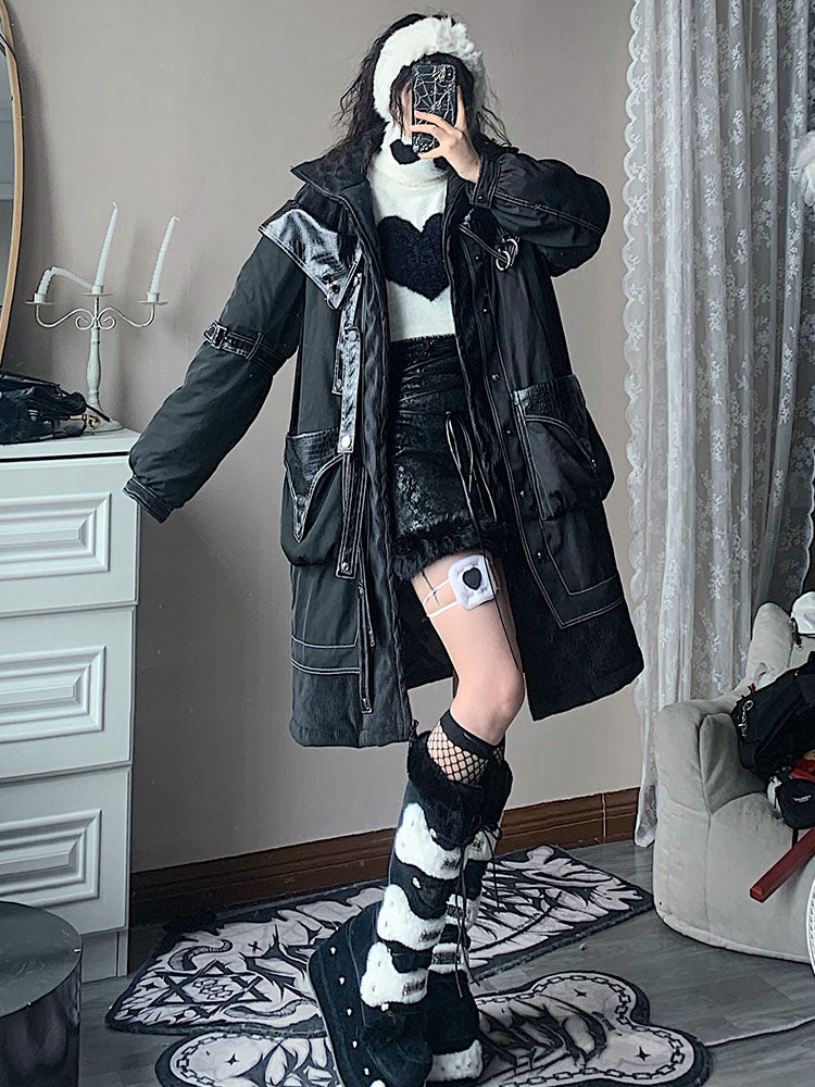 Dark Style Long Thick Padded Coat