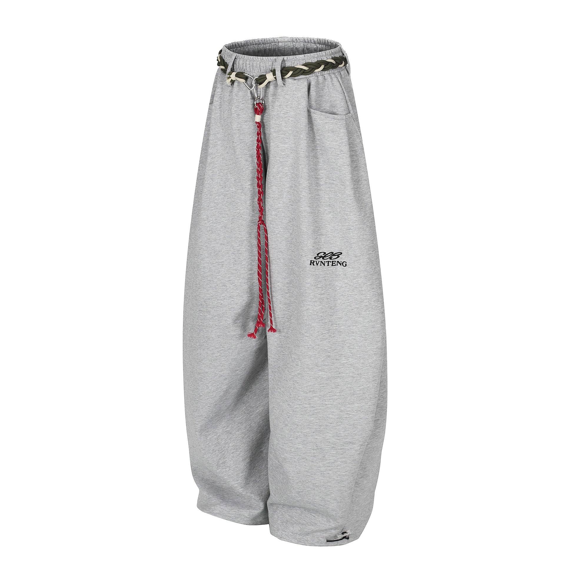 Rope Drawstring Curved Wide Leg Sweatpants