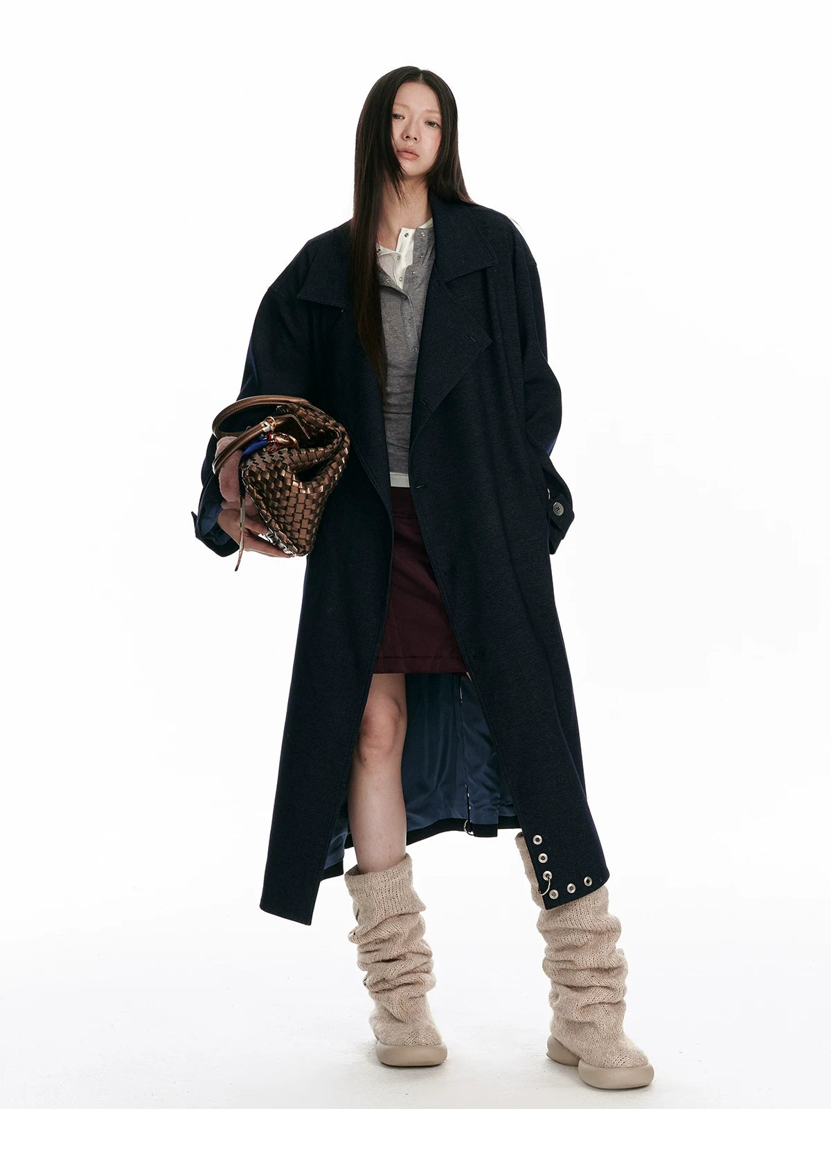 Double-Breasted Large Lapel Long Coat