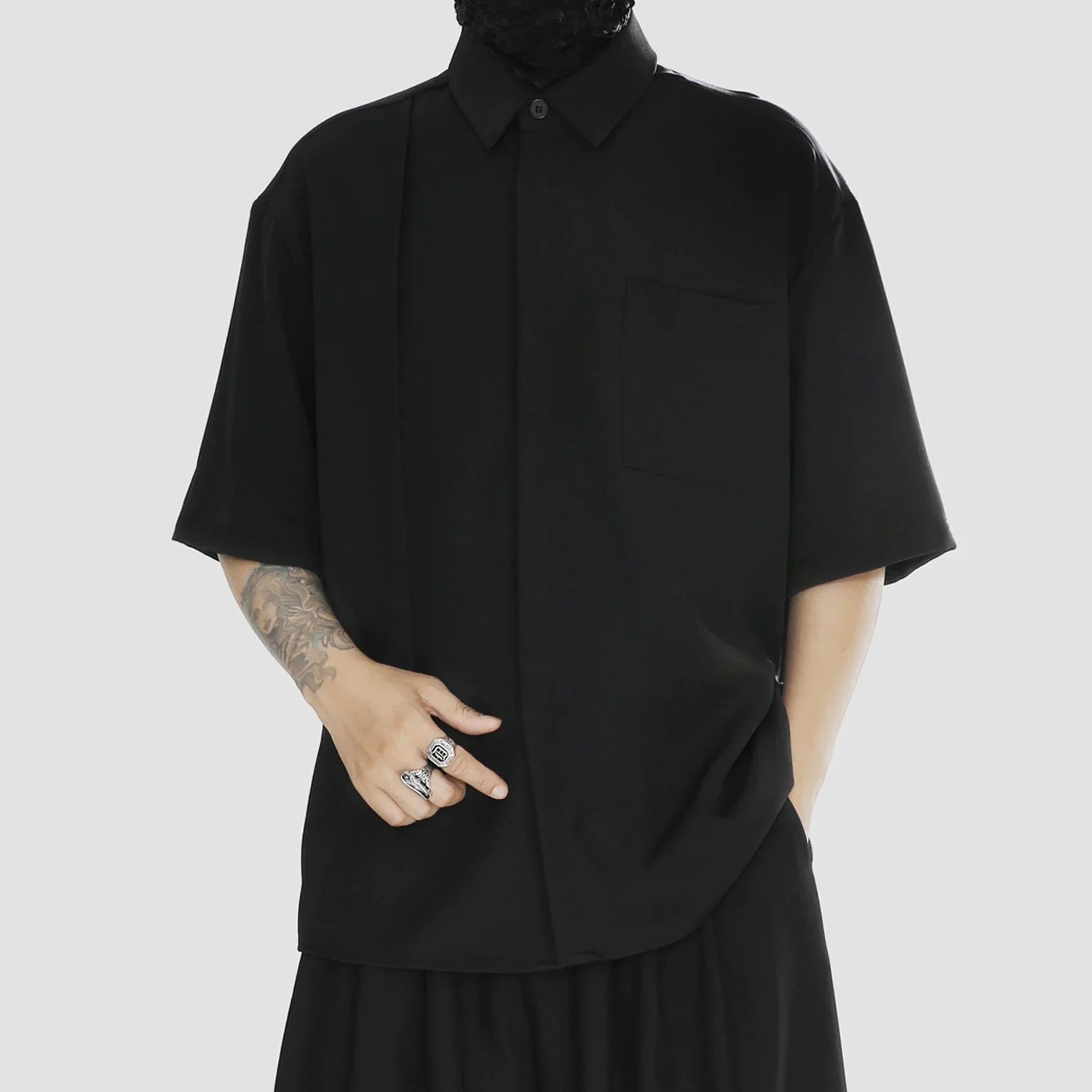 Plain Design Oversize Short Sleeve Shirt
