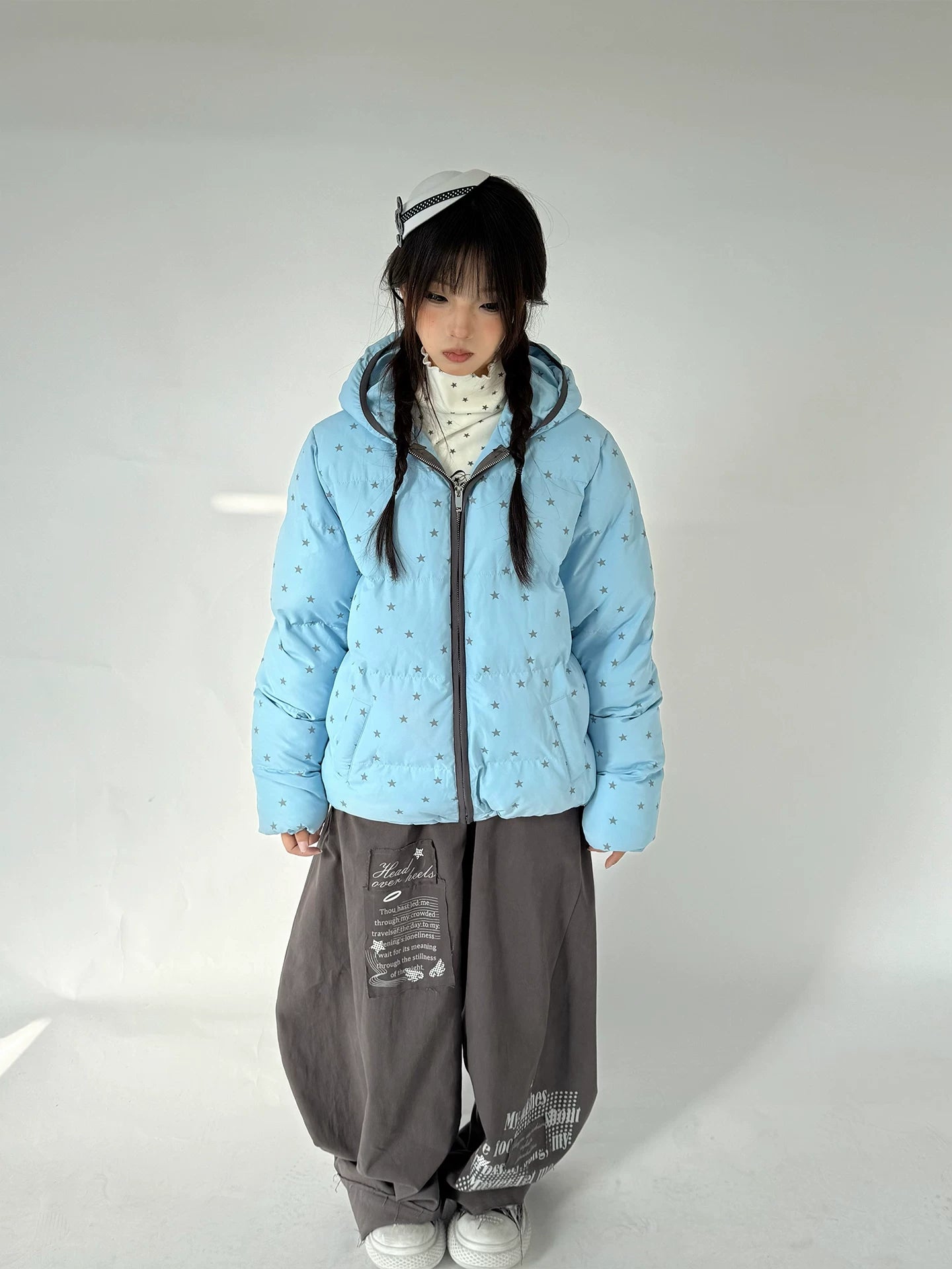 Letter Print Elastic Waist Wide Leg Sweatpants