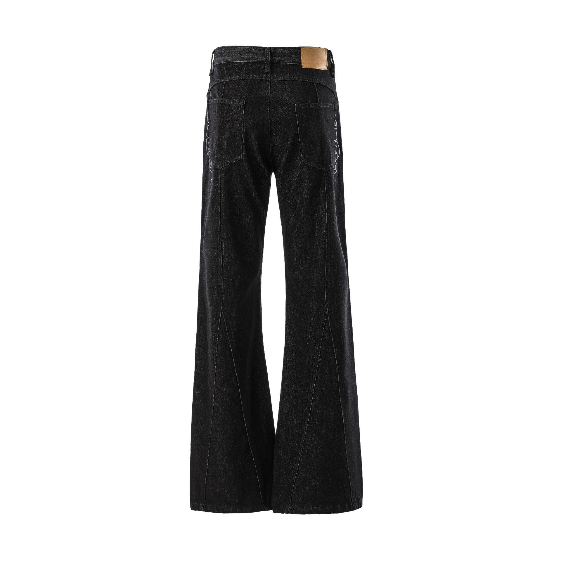 Pocket Embroidery Flare Denim Jeans