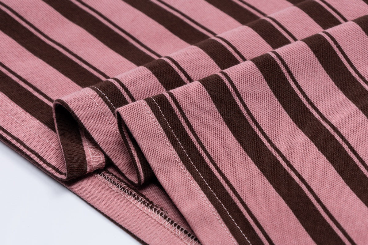 Striped Letter Print Oversize Short Sleeve T-Shirt