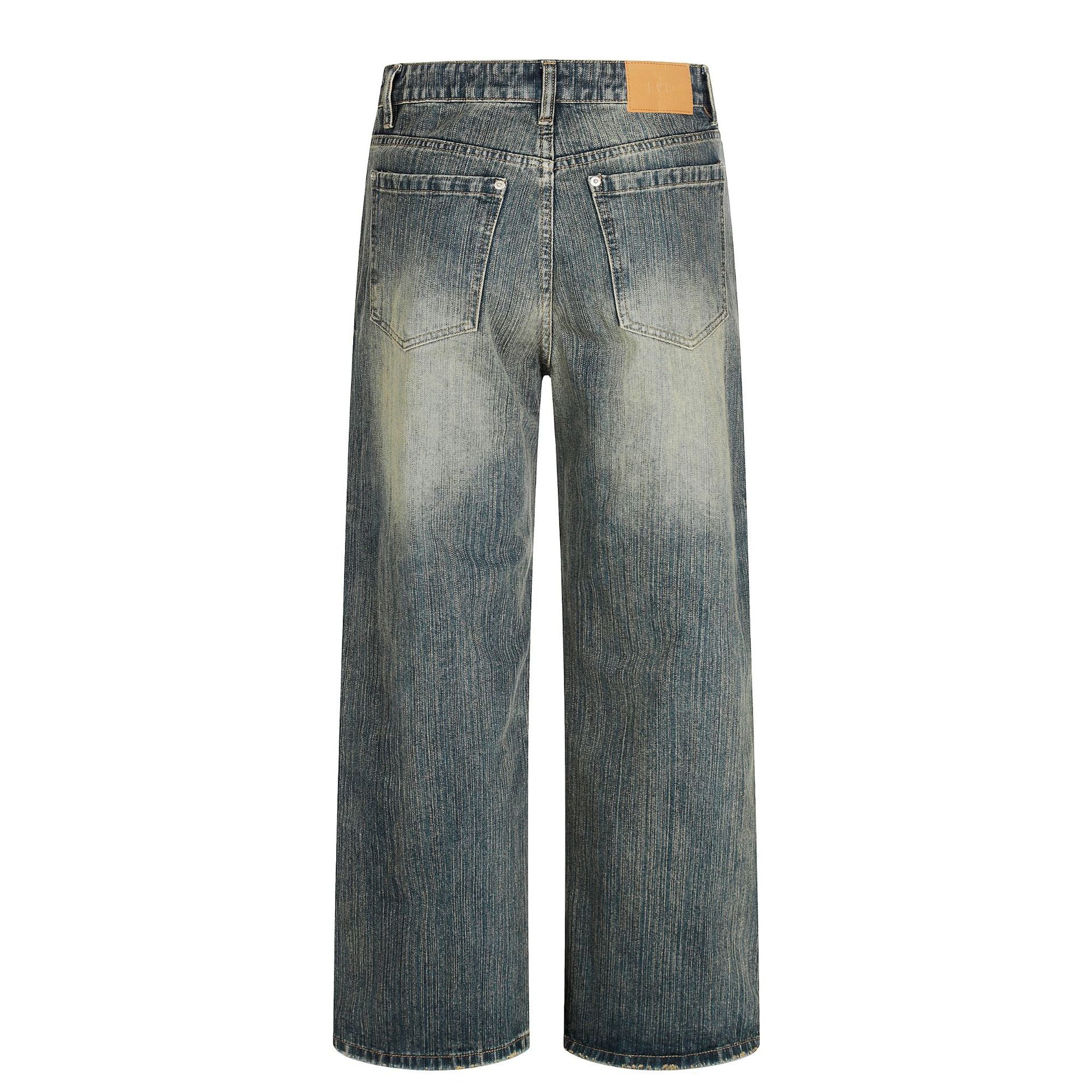 Fade Washed Straight Denim Jeans