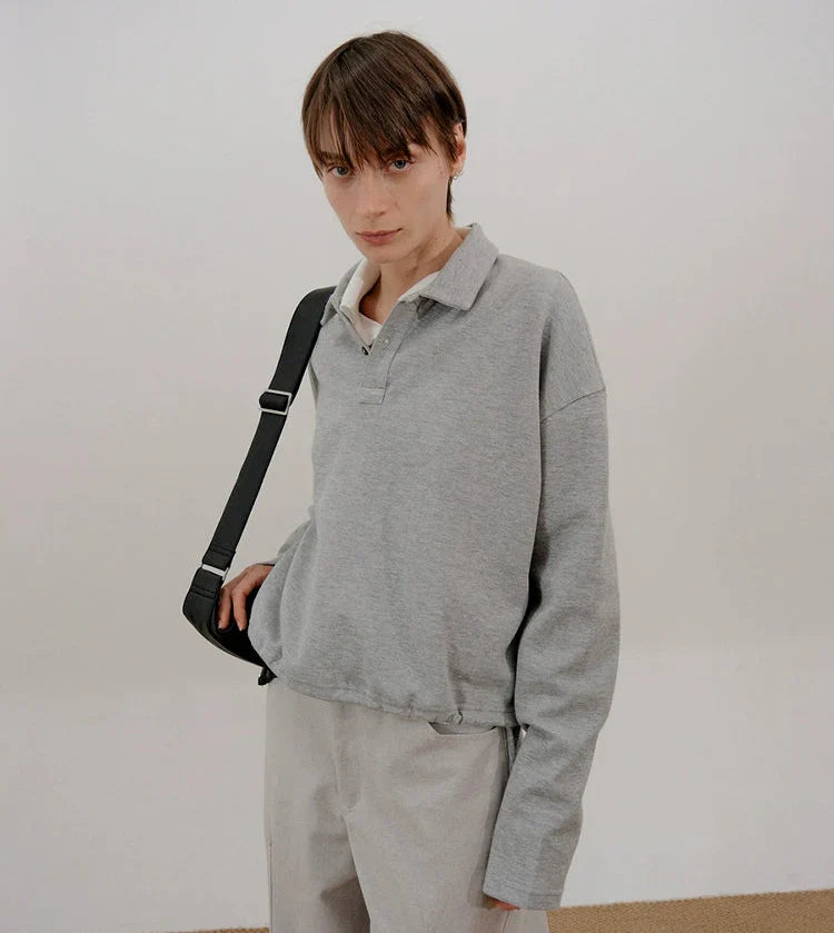 Drawstring Polo Sweatshirt