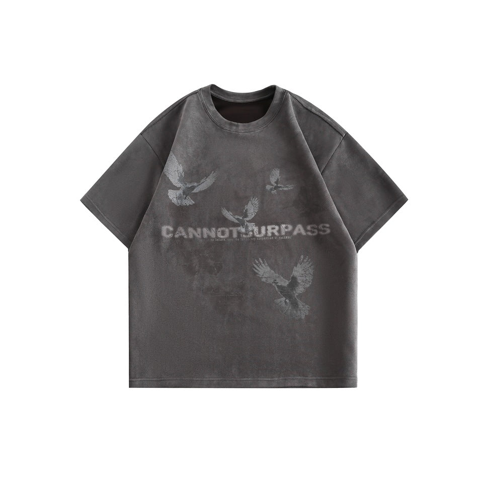 Camiseta holgada con gráficos de mariposas descoloridas
