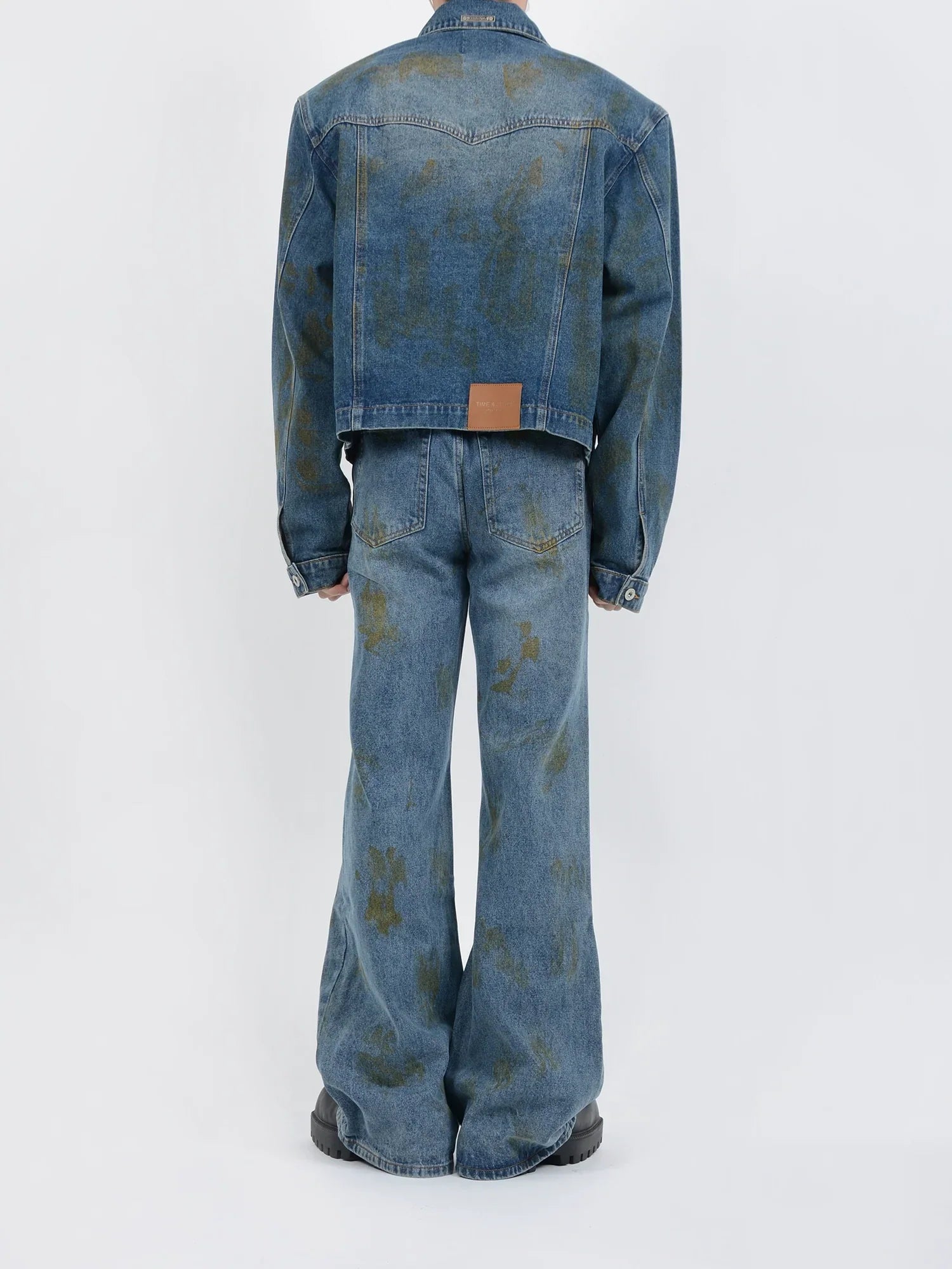 Wash Denim Jacket & Wide Leg Straight Denim Jeans Setup